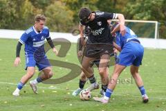 Bezirksliga - Saison 2025/26 - TSV Ober./Unterhaunstadt -  TSV Gaimersheim - Philipp Stipic (Nr.6 - TSV Gaimersheim) - Quendrim Hoti (Nr.4 - TSV Gaimersheim) mitte  - Nail Dizdarevic blau Ober/Unterh.stadt - Foto: Meyer Jürgen