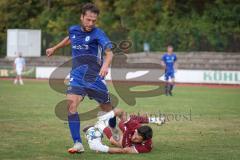 A-Klasse -  Saison 2026/27 - DJK Ingolstadt - TSV Mailing/Feldkirchen - Markus Käser blau DJK Ingolstadt  - Marco Ernhofer TW Mailing hält den Ball - Foto: Meyer Jürgen
