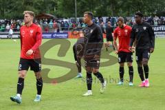 3. Liga; Testspiel; FC Ingolstadt 04 - Borussia Mönchengladbach;  Simon Lorenz (32, FCI) Marcel Costly (22, FCI) Bryang Kayo (48, FCI) David Kopacz (29, FCI) vor dem Spiel