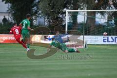 Landesliga - Saison 2024/25 - SV Manching - FSV Pfaffenhofen -  Der 0:1 Führungstreffer durch - Untersänger Maurice rot Pfaffenhofen - Torwart Obermeier Thomas Manching - jubel -  - Foto: Meyer Jürgen