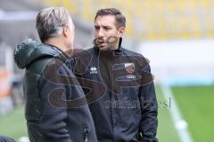 3. Liga; Alemannia Aachen - FC Ingolstadt 04; Neuzugang Co-Trainer Patrick Schönfeld (FCI) mit Geschäftsführers Dietmar Beiersdorfer (FCI Sport Kommunikation)