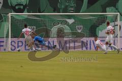 3.Liga - Saison 2023/2024 - Preußen Münster - FC Ingolstadt 04 - Torwart Marius  Funk (Nr.1 - FCI) - Marcel Costly (Nr.22 - FCI) -  - Foto: Meyer Jürgen