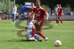 Relegation - Saison 2022/2023 - TSV Baar/Ebenhausen - TV Münchsmünster - Maximilian Anthofer weiss Münchsmünster - Mario Edler rot Ebenhausen - Foto: Meyer Jürgen