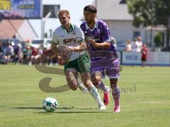 Testspiel - Saison 2026/27 - VFB Eichstätt - FC Ingolstadt 04 - Fredrik Carlsen (Nr.8 - FCI) - Jonathan Grimm (Nr.39 - VFB Eichstätt) - Foto: Meyer Jürgen
