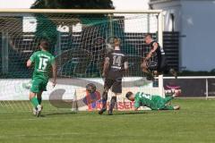 Landesliga - Saison 2024/25 - SV Manching - TSV Schwabmünchen - Der 0:1 Führungstreffer durch Aschner Maximilian #23 schwarz Schwabmünchen
 - jubel - Ralf Schröder (Nr.21 - SV Manching) - Foto: Meyer Jürgen