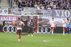 3. Liga; FC Ingolstadt 04 - VfL Osnabrück; Spiel ist aus Niederlage, hängende Köpfe Ingolstadt Marcel Costly (22, FCI) Georgios Antzoulas (6, FCI) Max Plath (14 FCI) Badjie Ismail (37 VFL)