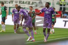 3. Liga - Saison 2026/27 - SC Preussen Münster - FC Ingolstadt 04 - Joseph Ganda (Nr.16 - FCI) wird eingewechselt - abklatschen mit Obed Ugondu (Nr.17 - FCI) - XXXXX - Foto: Meyer Jürgen