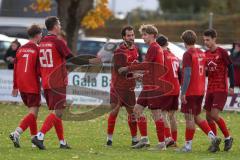 Kreisliga - Saison 2025/26- TSV Kösching - SV Zuchering - Jonas Betz blau Kösching - Leander Friedl rot Zuchering mit dem 0:1 Führungstreffer - jubel  - Foto: Meyer Jürgen