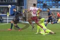 3. Liga - Saison 2025/26 - Waldhof Mannheim  -  FC Ingolstadt 04 - Marcel Costly (Nr.22 - FC Ingolstadt 04) - Torwart Thijmen Nijhuis (Nr.1 - Waldhof Mannheim) der 0:1 Führungstreffer - jubel - Foto: Meyer Jürgen