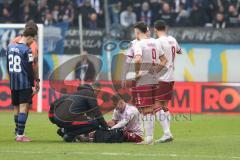 3. Liga - Saison 2025/26 - Waldhof Mannheim  -  FC Ingolstadt 04 - Christensen Gustav (Nr.24 - FC Ingolstadt 04) verletzt und muss ausgewechselt werden - XXXXX - Foto: Meyer Jürgen