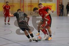 Lotto Bayern Hallencup - Finale - Lindenkreuzhalle Saison 2024/25 - FC Türk Sport Garching - Türk SV Ingolstadt - Aurel Kuqanaj rot Türk Ing -  - Maximilian Kalus schwarz Türk Sport Garching - Thomas Schreiner schwarz Türk Sport Garching - Foto: Meyer Jür