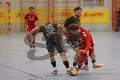 Lotto Bayern Hallencup - Finale - Lindenkreuzhalle Saison 2024/25 - FC Türk Sport Garching - Türk SV Ingolstadt - Aurel Kuqanaj rot Türk Ing -  - Maximilian Kalus schwarz Türk Sport Garching - Thomas Schreiner schwarz Türk Sport Garching - Foto: Meyer Jür