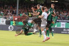 3.Liga - Saison 2023/2024 - Preußen Münster - FC Ingolstadt 04 - Lukas Fröde (Nr.34 - FCI) - Julian  Klügl (Nr.31 - FCI) - Rico Preisinger (Nr.21 - Preussen Münster) -  - Foto: Meyer Jürgen