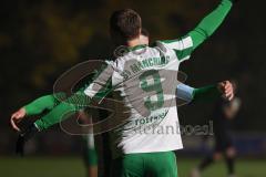 Landesliga - Saison 2025/26 - SV Manching - TSV Hollenbach - Der 1:0 Treffer durch Sebastian Graßl (Nr.10 - SV Manching) - jubel - Fabian  Neumayer (Nr.9 - SV Manching) - XXXXX - Foto: Meyer Jürgen