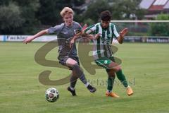 Landesliga - Saison 2025/26 - SV Manching - FC Stätzling - Rayen Kouki (Nr.18 - SV Manching) - Maximilian Pletschacher FC Stätzling  - Foto: Meyer Jürgen