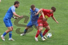 Kreisliga- Saison 2024/25- TSV Kösching - SV Hundszell - Mark Kocima rot Kösching - Mathias Weinzierl blau Hundszell - Foto: Meyer Jürgen