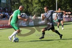 Bezirksliga - Saison 2024/25 - FC Gerolfing - SpVgg Feldmoching - Stefan Hoffmann (Nr.8 - FC Gerolfing) - Alexander Tolikin grau Feldmoching - Foto: Meyer Jürgen