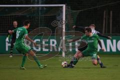 A-Klasse - Saison 2024/25 - FC Gerolfing II - TV 1861 Ingolstadt - Florian Uslar grün Gerolfing - David Szymczyk grau Ingolstadt  - Leopold Wegmann grün #16 Gerolfing - Foto: Meyer Jürgen