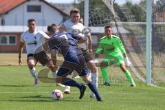 Kreisklasse - Saison 2024/25- TSV Gaimersheim II - TSV Etting  - Alexander Thielmann blau Etting - Christoph Katzenbogen weiss Gaimersheim - Filip Festner Torwart Etting - Foto: Meyer Jürgen