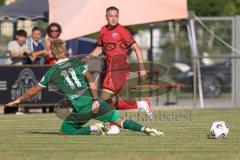 * Testspiel - 3. Liga - Saison 2025/26 - FC Ingolstadt 04 - VFB Eichstätt - Mattis Hoppe (Nr.2 - FC Ingolstadt 04) - Elias Herger (Nr.11 - VFB Eichstätt) - Foto: Meyer Jürgen