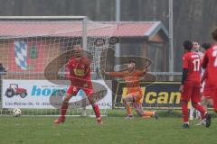 Kreisliga - Saison 2025/26- TSV Kösching - FC Sandersdorf - Der 2:0 Führungstreffer durch Sebastian Zabka rot Kösching - jubel -  - Philipp Gierl Torwart Sandersdorf - Foto: Meyer Jürgen