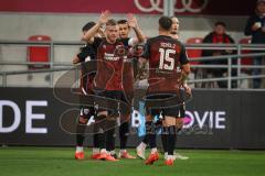 3. Liga - Saison 2026/27 - FC Ingolstadt 04 - TSG Hoffenheim II - Nishan Velupillay (Nr.28 - FCI) mit dem 1:0 Führungstreffer - jubel - Yannick Deichmann (Nr.20 - FCI) - Lars Lokotsch (Nr.13 - FCI) - Foto: Meyer Jürgen