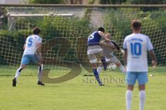 Kreisklasse - Saison 2024/25- TSV Großmehring - SV Oberstimm -  Der 1:0 Führungstreffer durch Sebastian Eisenberger blau Großmehring-  - Tomas Ruhland Torwart Oberstimm - jubel -  - Foto: Meyer Jürgen