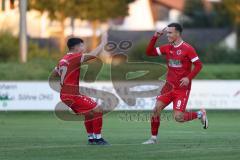 Landesliga - Saison 2024/25 - SV Manching - FSV Pfaffenhofen -  Der 0:1 Führungstreffer durch - Untersänger Maurice rot Pfaffenhofen -  jubel -  - Foto: Meyer Jürgen