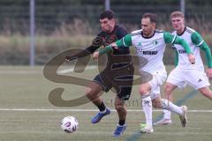 *** Bayernliga Nord - Saison 2025/26 - *** FC Ingolstadt 04 II - SC Eltersdorf - Manfred Strobel weiss Eltersdorf  - Ognjen Draculic (Nr.9 - FC Ingolstadt II) - Foto: Meyer Jürgen