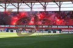 3. Liga - Saison 2024/25 - FC Ingolstadt 04 - SV Wehen Wiesbaden - Fankurve - Banner - choreo - Bengalos - XXXXX - Foto: Meyer Jürgen