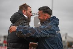 Bezirksliga - Saison 2026/27 - TSV Gaimersheim - FC Türk Sport Garching - Trainer Garching Fatih Topcu - Trainer Gaimersheim Manfred Kroll links begrüssen sich -  Foto: Meyer Jürgen