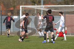 Bayernliga Nord - Saison 2025/26 - FC Ingolstadt 04 II - SpVgg Bayern Hof - Timo Hengmith  (Nr.6 - FC Ingolstadt II) schiesst den 1:0 Führungstreffer - Laurenz Skrabalek weiss Bayern Hof  - David Guyon TW Bayern Hof - jubel  - Foto: Meyer Jürgen