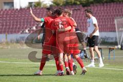 Bayernliga Nord - Saison 2023/2024 - FC Ingolstadt 04 - FC Coburg - Deer 1:0 Führungstreffer durch Leon Nuhanovic rot FCI - jubel - Foto: Meyer Jürgen