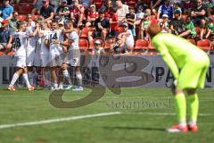 3. Liga; SpVgg Unterhaching - FC Ingolstadt 04; Pascal Testroet (37, FCI) Tor Jubel Treffer Ausgleich 1:1 Dennis Borkowski (7, FCI) Mladen Cvjetinovic (19, FCI) Max Plath (14 FCI) Niclas Dühring (18, FCI) Torwart Heide Konstantin (1 SpVgg)