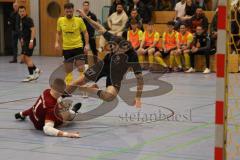 Lotto Bayern Hallencup - Lindenkreuzhalle Saison 2024/25 - FC Hitzhofen - FC Türk Sport Garching  - Valentin Puhar TW Hitzhofen - Thomas Schreiner schwarz Türk Garching - Foto: Meyer Jürgen