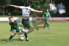 Bezirksliga - Saison 2024/25 - SV Manching - TSV Jetzendorf - Luca Oehler (Nr.3 - SV Manching) - Benedict Geuenich weiss Jetzendorf - Foto: Meyer Jürgen