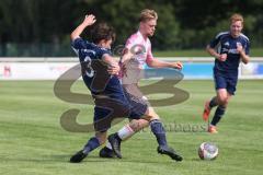 Verbands Pokal- Saison 2025/26 - TV Münchsmünster - SpVgg Ansbach - Leo Kreitmayer blau M+münster - Niklas Seefried rosa Ansbach - Foto: Meyer Jürgen