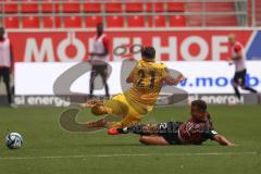 3.Liga - Saison 2023/2024 - FC Ingolstadt 04 -  1. FC Saarbrücken - Fabio Di Michele Sanchez (Nr.21 - Saarbrücken) - Marcel Costly (Nr.22 - FCI) - Foto: Meyer Jürgen