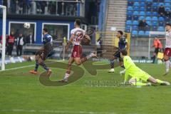 3. Liga - Saison 2025/26 - Waldhof Mannheim  -  FC Ingolstadt 04 - Marcel Costly (Nr.22 - FC Ingolstadt 04) mit dem 0:1 Führungstreffer - jubel - Torwart Thijmen Nijhuis (Nr.1 - Waldhof Mannheim) - Foto: Meyer Jürgen