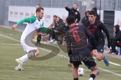 *** Bayernliga Nord - Saison 2025/26 - *** FC Ingolstadt 04 II - SC Eltersdorf - Manfred Strobel weiss Eltersdorf  - Ognjen Draculic (Nr.9 - FC Ingolstadt II) - Foto: Meyer Jürgen