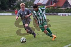 Landesliga - Saison 2025/26 - SV Manching - FC Stätzling - Rayen Kouki (Nr.18 - SV Manching) - Maximilian Pletschacher FC Stätzling  - Foto: Meyer Jürgen