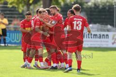Kreisliga - Saison 2025/26- TSV Kösching - FC Mindelstetten - Der 1:0 Führungstreffer durch Sebastian Schneeberger rot Kösching - jubel - Foto: Meyer Jürgen