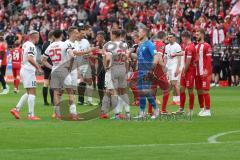 3. Liga - Saison 2023/24 - Rot-Weiss Essen - FC Ingolstadt 04 -  -  enttäuschte Gesichter - nach dem Spiel - Simon Lorenz (Nr.32 - FCI) - Arian Llugiqi (Nr.25 - FCI) - Mladen Cvjetinovic (Nr.19 - FCI) - Foto: Meyer Jürgen
