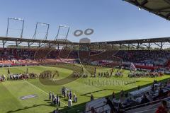 3. Liga; FC Ingolstadt 04 - Würzburger Kickers; vor dem Spiel Spalier die Ingolstädter Stadtwache, hinten die Feuerwehren der Region