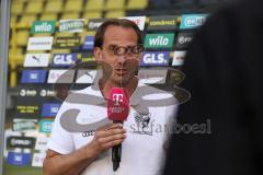 3. Fußball-Liga - Saison 2022/2023 - Borussia Dortmund II - FC Ingolstadt 04 - Cheftrainer Rüdiger Rehm (FCI) im Interview mit Magenta TV - Foto: Meyer Jürgen