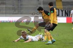 3. Liga - Dynamo Dresden - FC Ingolstadt 04 - Ilmari Niskanen (22, FCI) Löwe Justin (34 Dresden) Sohm Pascal (9 Dresden)