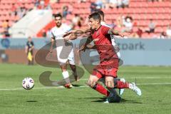 3. Liga; FC Ingolstadt 04 - SV Wehen Wiesbaden; Zweikampf Kampf um den Ball Jonas Scholz (15, FCI) Greilinger Fabian (18 SVWW)