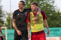 * Testspiel - 3. Liga - Saison 2025/26 - FC Ingolstadt 04 - VFB Eichstätt - - Torwarttrainer Arvid Schenk (FC Ingolstadt 04) - Benjamin Kanuric (Nr.8 - FC Ingolstadt 04) - Foto: Meyer Jürgen
