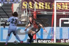 3. Liga - Saison 2024/25 - FC Ingolstadt 04 - 1. FC Saarbrücken - Mladen Cvjetinovic (Nr.19 - FCI) - Tim Civeja (Nr.23 - 1. FC Saarbrücken) - Foto: Meyer Jürgen