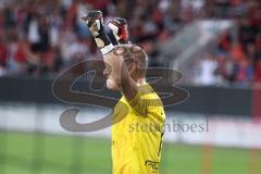 Toto-Pokal - Saison 2023/2024 - FC Ingolstadt 04 - Jahn Regensburg - Elmeterschießen gewonnen - jubel - Torwart Marius  Funk (Nr.1 - FCI) hält den Elfmeter - Foto: Meyer Jürgen